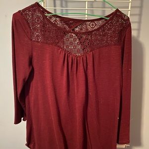 maroon lacy shirt